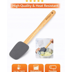 Szilikon hőálló spatula - fa nyéllel